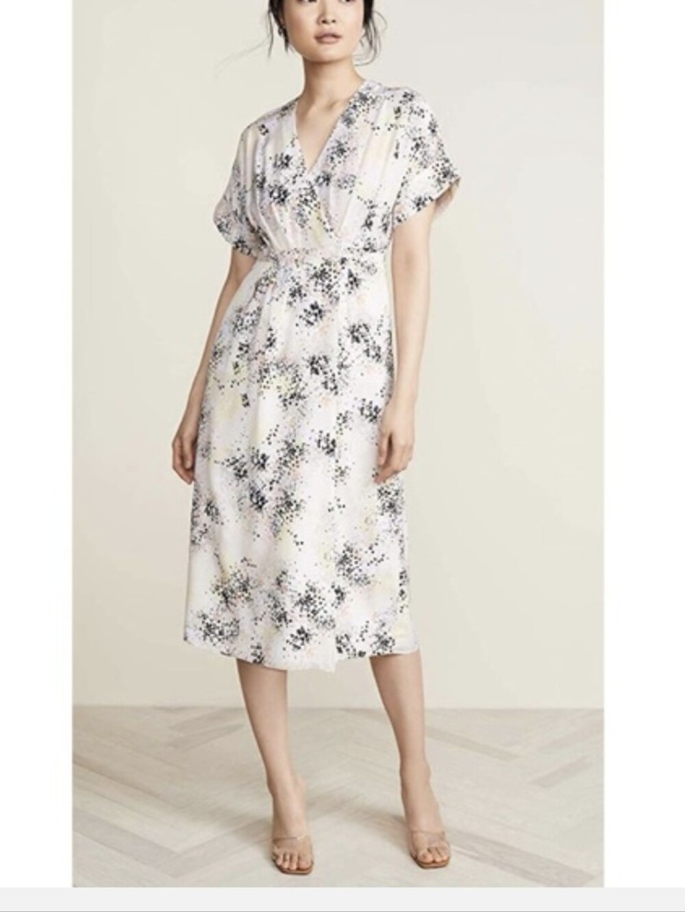 Equipment Femme Tavine Floral Print Button Wrap Midi Dress Silk Size 8